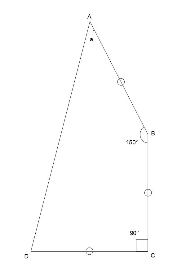 四角形の頂点の角度問題図